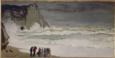 Grote zee in Etretat (olieverf op doek) door Claude Monet