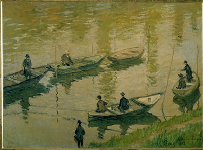 Groep vissers aan de Seine bij Poissy door Claude Monet