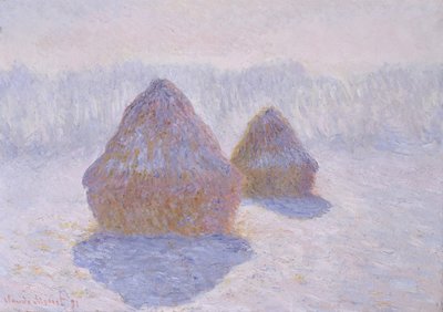 Hooibergen (Effect van sneeuw en zon) door Claude Monet