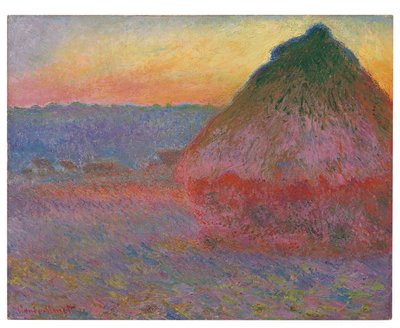 Hooibergen, Roze en Blauwe Impressies, 1891 door Claude Monet