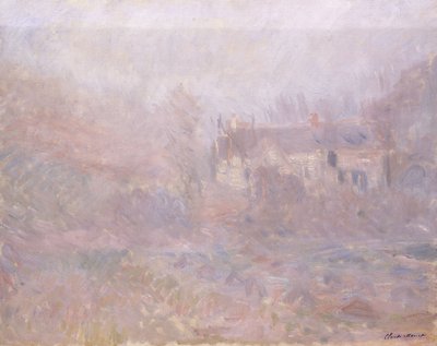 Huizen in Falaise in de Mist door Claude Monet