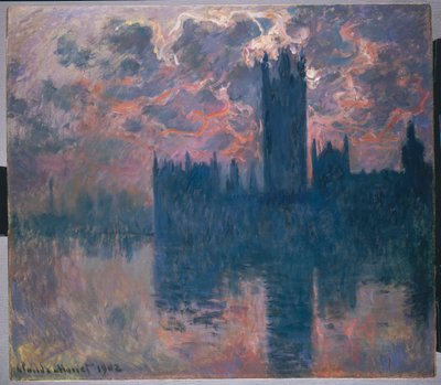 Huis van het Parlement, Zonsondergang door Claude Monet