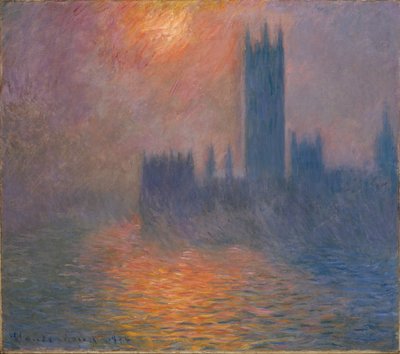 Houses of Parliament, zonsondergang door Claude Monet