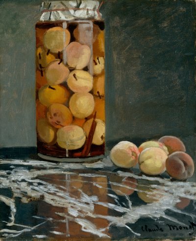 Pot Perziken, ca. 1866 door Claude Monet