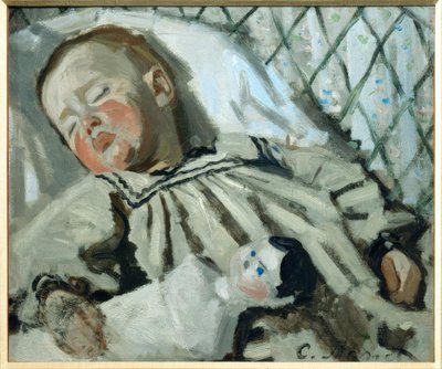 Jean Monet slapend door Claude Monet