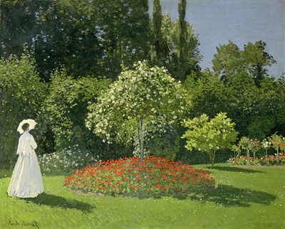 Jeanne Marie Lecadre in de tuin door Claude Monet