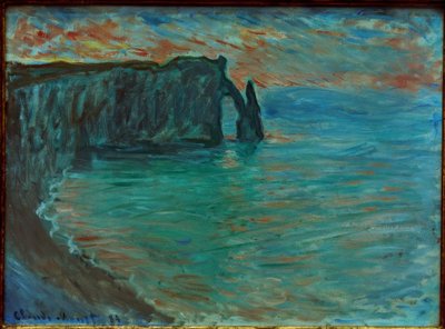 De klif van Aval, met de poort en de naald door Claude Monet