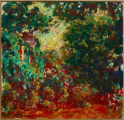 Het huis van de kunstenaar gezien vanuit de rozentuin door Claude Monet