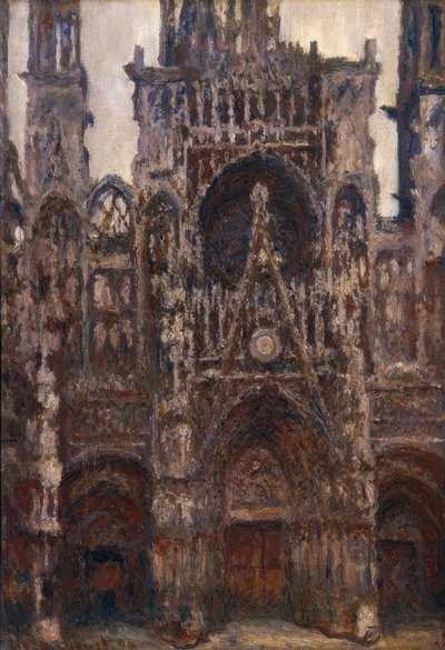 De kathedraal van Rouen, het portaal frontaal gezien, bruine harmonie door Claude Monet