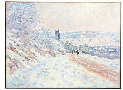 De weg naar Vétheuil, sneeuw effect, 1879 door Claude Monet