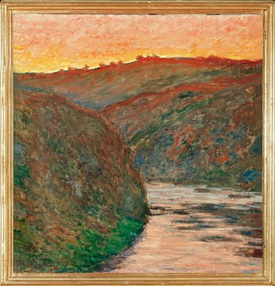 La vallee de la Creuse, soleil couchant (olieverf op doek) door Claude Monet