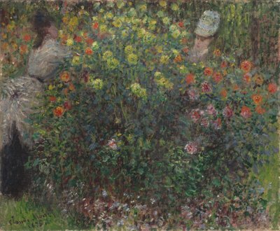 Dames in bloemen door Claude Monet