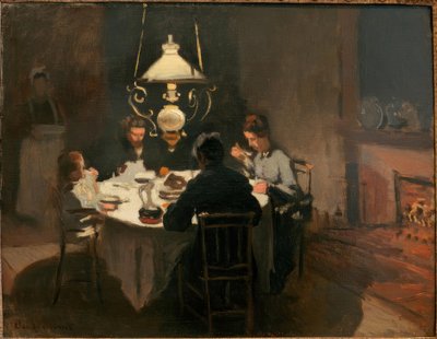Het diner (Het avondeten) door Claude Monet