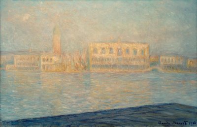 Het Dogepaleis gezien vanaf San Giorgio Maggiore door Claude Monet