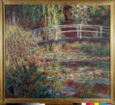 Le bassin aux nympheas, harmonie rose door Claude Monet