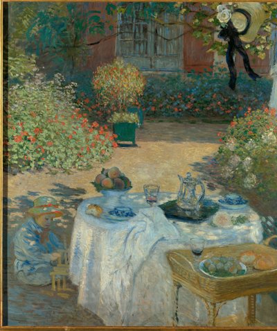 Lunch in de tuin van Monet in Argenteuil door Claude Monet