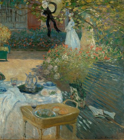 Lunch in de tuin van Monet in Argenteuil door Claude Monet