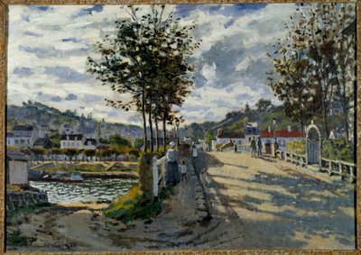 De brug van Bougival door Claude Monet