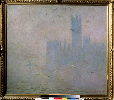 Meeuwen. De Theems in Londen. Het Parlement door Claude Monet