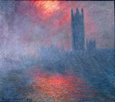 Londen, Parlement, zonneschijn in de mist door Claude Monet