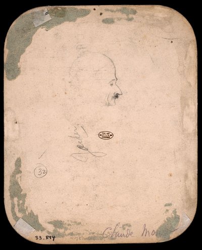 Monet - Schets van een mannenhoofd in profiel (verso), 1855-56, 1933.894 door Claude Monet