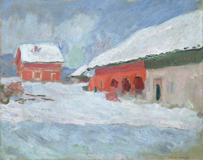 Noorwegen, Rode Huizen bij Bjornegaard, 1895 door Claude Monet