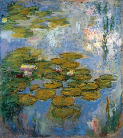 Waterlelies - vijver met waterlelies in Giverny, schilderij van Claude Monet (1840-1926), olie op doek door Claude Monet
