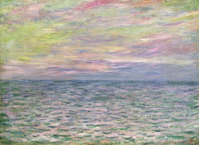 Op volle zee, zonsondergang bij Pourville door Claude Monet