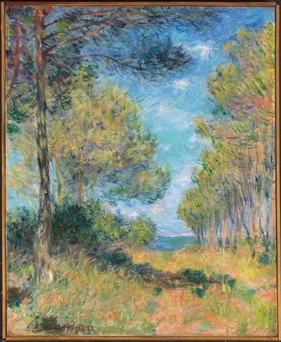 Paden met pijnbomen in Varengeville, 1882 door Claude Monet