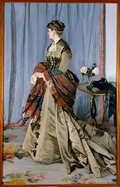 Portret van Madame Louis Joachim Gaudibert (1846-1877) in 1868 door Claude Monet