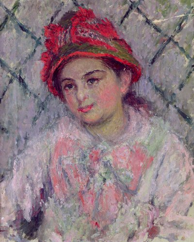 Portret van Blanche Hoschede (1864-1947) als Jong Meisje, ca. 1880 door Claude Monet