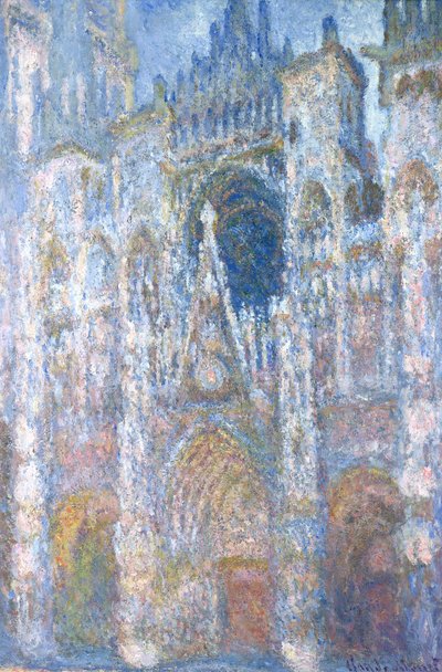 Rouen Kathedraal, Blauwe Harmonie, Ochtendzonlicht door Claude Monet