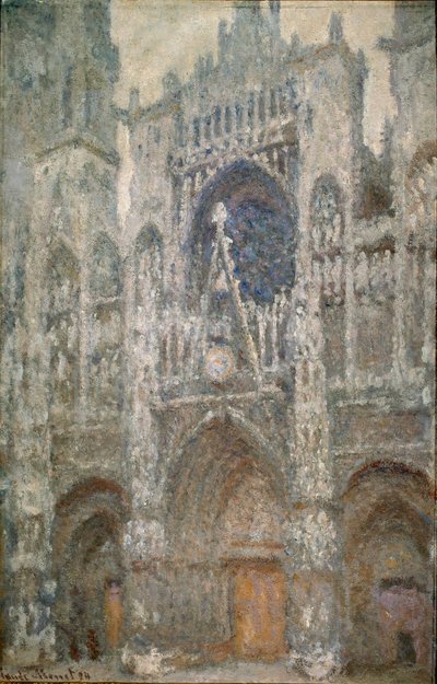 Kathedraal van Rouen, het portaal, grijze tijd, grijze harmonie door Claude Monet