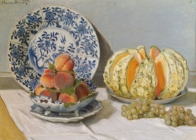 Stilleven met meloen. 1872 door Claude Monet