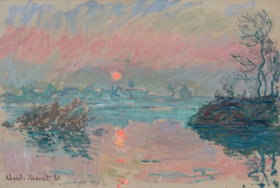 Zonsondergang bij Lavacourt door Claude Monet