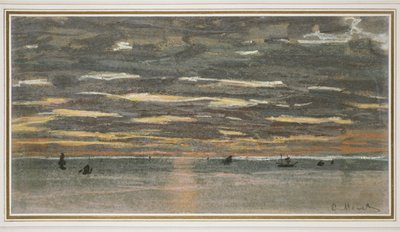 Zonsondergang op zee, 1865-1870 door Claude Monet
