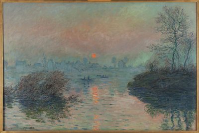 Zonsondergang op de Seine bij Lavacourt, wintereffect door Claude Monet