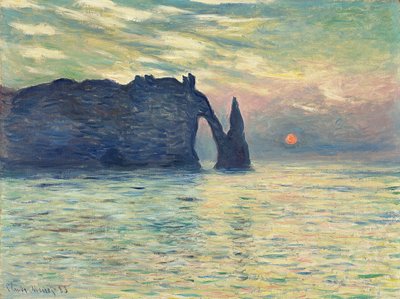 De Klif, Etretat, Zonsondergang door Claude Monet