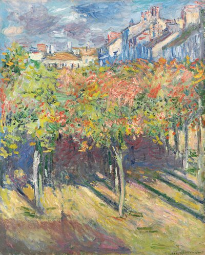De Linde Bomen in Poissy, 1882 door Claude Monet