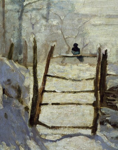 De ekster (detail) door Claude Monet