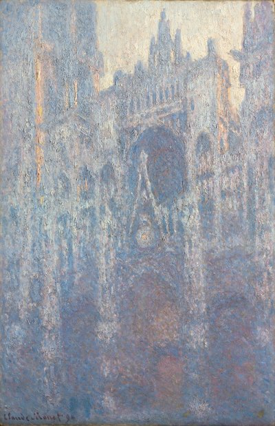 Het portaal van de kathedraal van Rouen in ochtendlicht door Claude Monet