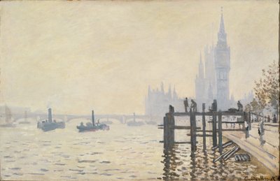 De Theems onder Westminster ... (olieverf op doek) door Claude Monet