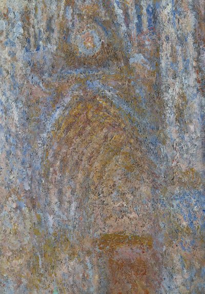 De kathedraal van Rouen, het portaal in de ochtendzon, blauwe harmonie (detail) door Claude Monet