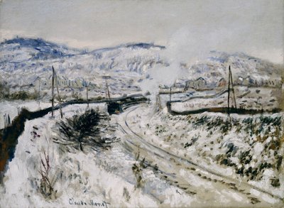 Trein in de Sneeuw bij Argenteuil door Claude Monet