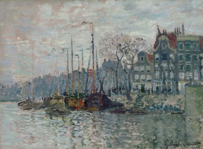 Uitzicht op de Prins Hendrikkade en de Kromme Waal in Amsterdam, 1874 door Claude Monet