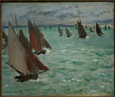 Zeilboten op zee door Claude Monet