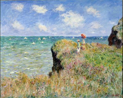 Wandeling op de rand van de klif, Pourville door Claude Monet