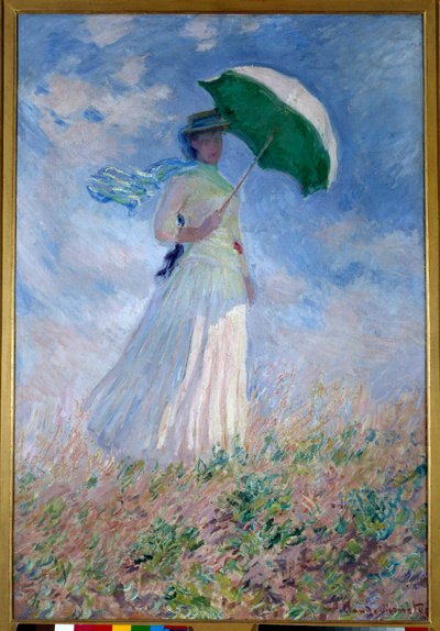 Vrouw met een Parasol naar Rechts Gekeerd door Claude Monet