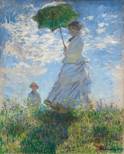 Vrouw met een Parasol - Madame Monet en Haar Zoon door Claude Monet