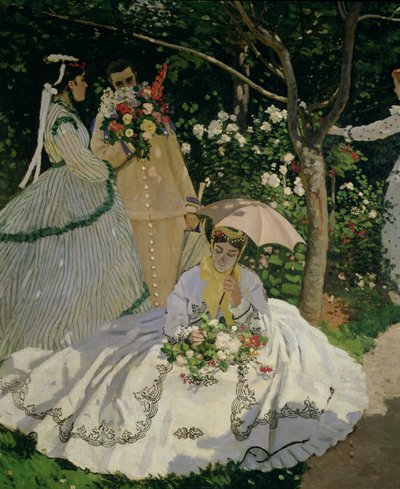 Vrouwen in de Tuin, Zittende Vrouw met Parasol (detail) door Claude Monet